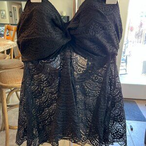 Women's Black Tankini Lace Top - 42D